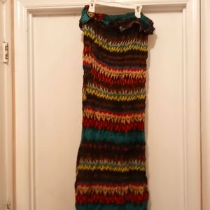 Womens strapless multicolored maxi dress